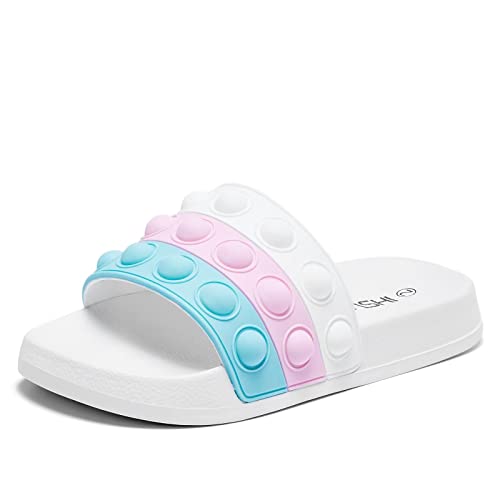 Eashi Pop Slides For Kids, Comfy Boys Girls Sandals, Toddler Slippers For House Shower Beach Arch Support Non-Slip White #TOP30