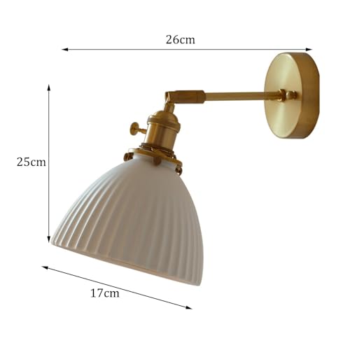 Luz de Lectura de Pared con Brazo Oscilante Ajustable y Pantalla de Cerámica E26 8
