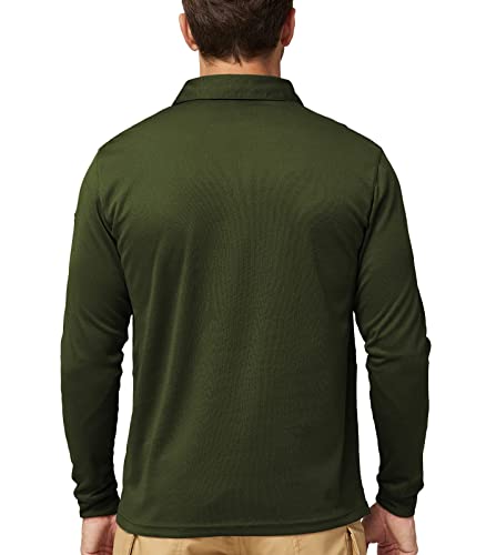 Mier Men's Outdoor Performance Tactical Polo Shirts Long And Short Sleeve, Moisture-Wicking, Army Green, X-Large #TOP4