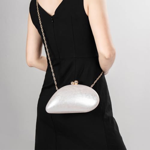 Image of Acrylic Shell Shaped Bag Luxury Marble Clutch Evening Purses for Women Glitter Handbag for Wedding Cocktail Party Prom