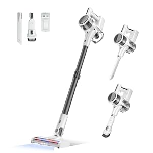 80,000PRM Powerful Motor Vacuum, 4 in 1 Cordless Vacuum for Home with 2 Adjustable Modes, Rechargeable Battery up to 40 Mins Runtime and Washable Parts (Stone White)