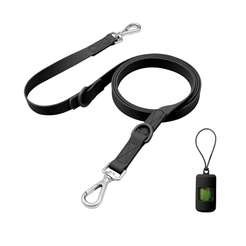 Kidding-Pets-Waterproof-Dog-Leash-with-Poop-Bag-Holder-5FT6FT-Adjustable-Length-with-2-Swivel-Hooks-Odor-Free-Easy-Clean-Dog-Lead-for-Large-Medium-Small-Dogs