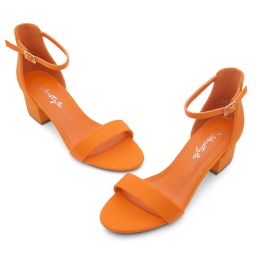 Image of Herstyle Low Block Heels for Women - 2.25 Inch Open Toe Chunky Heel Sandals with Dressy Ankle Strap for Wedding, Prom, Party & Office