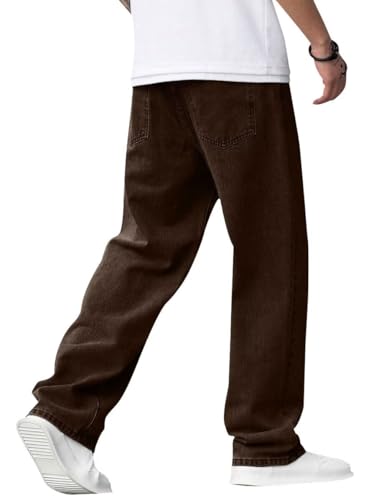 Image of ALLABREVE Men's Baggy Hip Hop Jeans Y2k Wide Leg Denim Pants Relaxed Fit Skater Trousers Streetwear