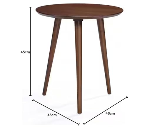 Image of WOODSOME Solid Wood Round Side Table | Modern Wooden End Table for Living Room, Bedroom & Balcony | Coffee Table with Sturdy Legs | 46 cm Diameter x 45 cm Height