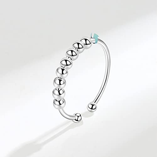 Bague avec perles rotatives en argent 925 pour de la relaxation douce - 5