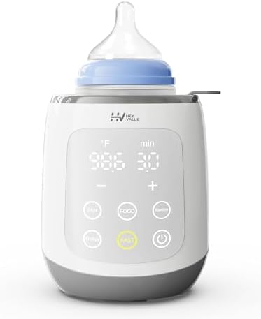 HEYVALUE Bottle Warmer, 10-in-1 Fast Baby Bottle Warmer for Breastmilk, BPA-Free Milk Warmer with IMD LED Display, Smart Temperature Control, Thaw, Keep Warm, Steaming, Food Heating, Timer