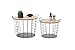 LIFA LIVING Mesita de Centro Redonda con Jaula, Juego de 2 mesitas de café con Tapa, Madera y Metal, Salón, Comedor, Sala de Estar, Dormitorio, 2 tamaños, Metal Negro