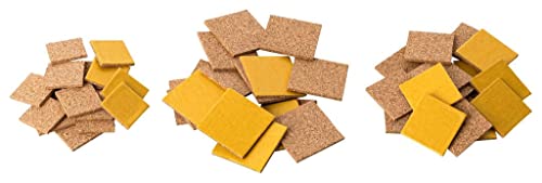 Protectores de Silla de Corcho | protección del Suelo | Placas de Corcho | Patas de Muebles de Corcho Autoadhesivas | Varios tamaños | Cuadrados | 45 Unidades