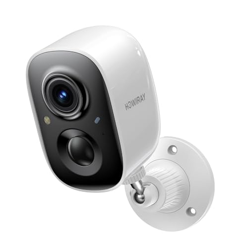 HOWIRAY Wireless Outdoor Security Camera, Battery Powered Cameras for Home Security Wireless WiFi with Night Vision, Motion Detection,Siren Alarm,Spotlight,2Way Audio (White)