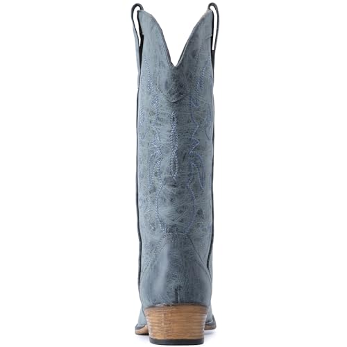 Image of IUV Cowboy Boots for Women Mid Calf Fashion Cowgirl Boots with Embroidery Western Snip Toe