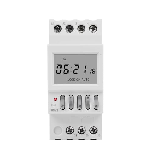 RWRAPS Interruptor Temporizador programable Temporizador Digital programable con horario semanal de 7 días en Carril DIN, relé de Tiempo de 220V CA 16A con Control de Reloj de Cuenta atrás
