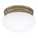Westinghouse Lighting 6668100 One-Light Flush-Mount Interior Ceiling Fixture, Antique Brass Finish with White Glass
