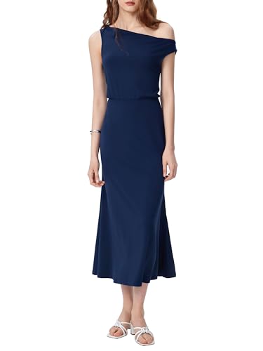 CIDER Elegant One Shoulder Midi Dress Women's Casual Party Dress4