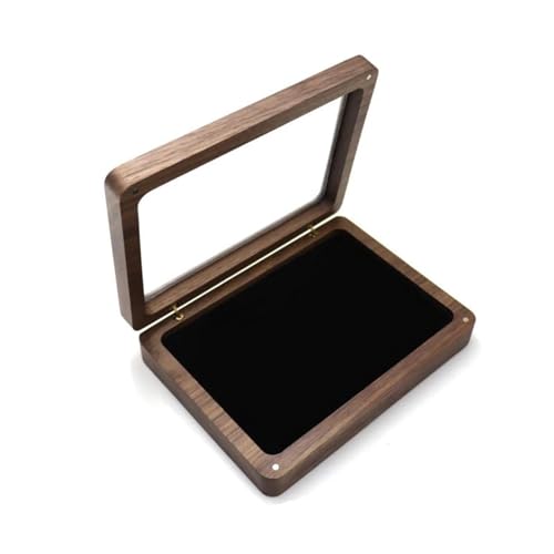 LOSTIS Ideias de presentes caixa de apresentação de madeira brincos recipiente com tampa de vidro para colar brincos mulher caixa presente Natal