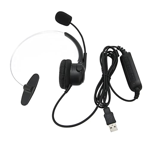 Shanrya Call Center Headset, Volume Control USB Headset Mute Control for Skype Phone