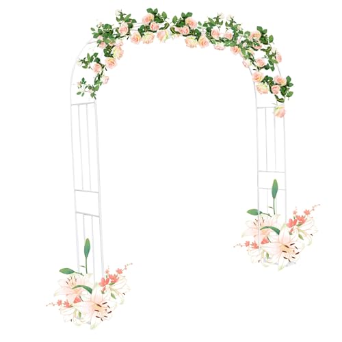 Metall Gartenbogen Stahlrahmen Kletterpflanzen Unterstützung Rosenbogen Spalier mit Basis Hinterhof Torbogen für Rasen und Terrasse einfache Montage