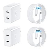 45W Super Fast Charger USB C, Dual Android Phone Charger Type C Chargers Fast Charging Block with 10FT Long USB-C Charging Cable Cord for Samsung Galaxy S25 Ultra/S25+/S25/S24Ultra/S24-White