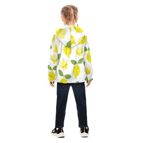 OTVEE Yellow Lemon Fruit and Leaves Kids Hoodie Jacket Fall Spring Full Zip Warm Outwear Coat4