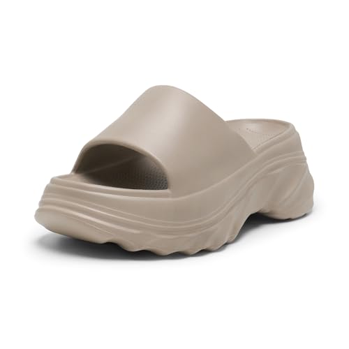 Alexis Leroy Fashion Platform Slippers for Women Slip On Open-Toe Sandals Indoor and Outdoor Use