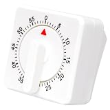 Toyvian Mechanischer Küchentimer 60 Minuten Weiß aus Kunststoff und Metall ohne Batterie zum Kochen und Backen mit Praktischem Zeitwecker und Tragbarem Design