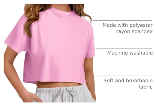 Image of ZDC Girls Athletic Oversized Crop Tops Kids Drop Shoulder Short Sleeve T Shirts Workout Tees