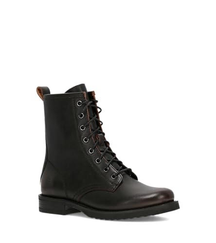 Image of Frye Veronica Women's Combat Boots Crafted from Hand-Burnished Vintage Italian Leather with Genuine Stitch-Down Welt Construction and Leather Lining - 6 inch Shaft Height