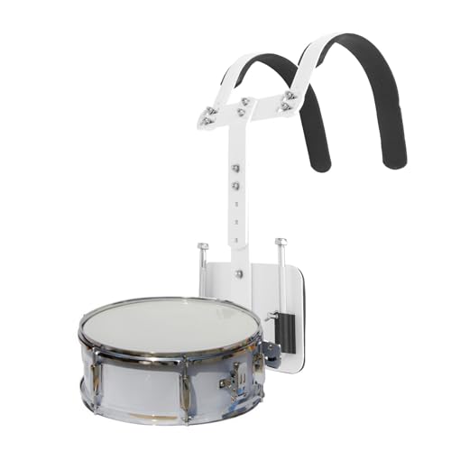 Milisten Support De Caisse Claire Réglable En Alliage D'Aluminium Avec Harnais De Marche Et Sangle D'Épaule Blanche Accessoire Portable Pour Percussions...