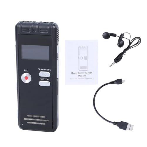 Laikoutd Recordadora Voz Dictáfona Registro Voz Digital 64GB con Dispositivo Grabadora Reducción Ruido para Entrevistas Recordadora Voz Digital