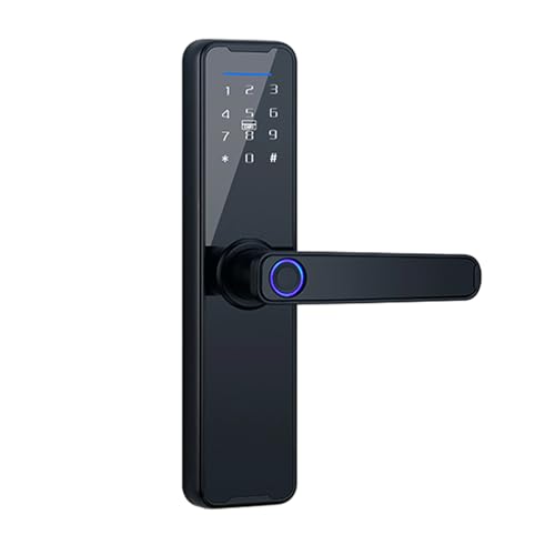 Gecheer Serrure intelligente à empreinte digitale,Smart Lock Serrure d'empreintes digitales Serrure de porte Serrure de porte à clavier avec poignée Serrure de porte électronique à pêne dormant