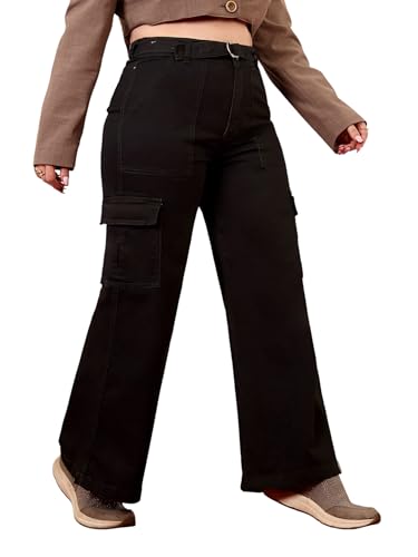 Image of Miss Chase A+ Women's Wide Leg High Rise Regular Length Stretchable Denim Jeans