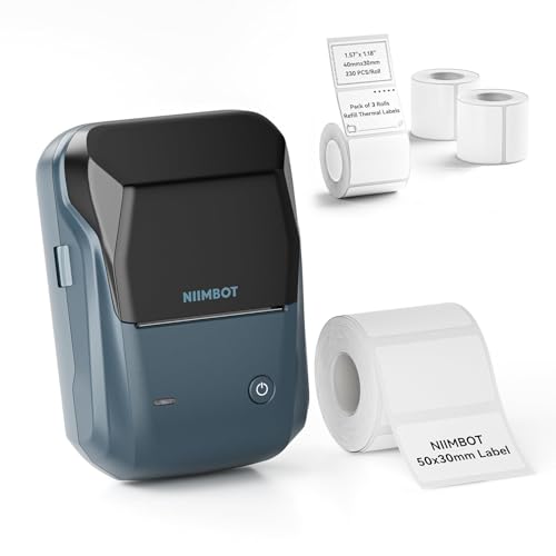 Image of IIMBOT B1 Label Maker with 1 Roll 50x30mm Labels and 3 Rolls 40x30mm Labels for for Small Business,Office,Home,School
