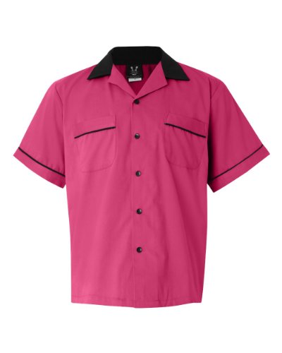 Hilton Men's GM Legend Bowling Shirt, Pink/Black, XXX-Large