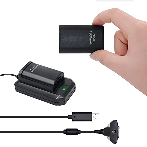 Cotchear Double 4800Mah Rechargeable Battery Pack + Usb Charger Cable Pack + Charging Base For Xbox 360 Controller thumb #1