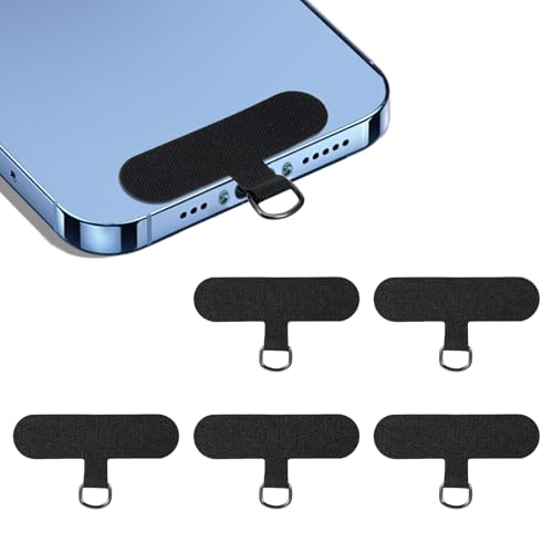 Apausvcm 6Pcs Phone Tether Tab, Black Cell Phone Lanyard Patch Universal Smartphones Strap Patch Pads Replacement Part for All Full Phone Cases