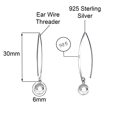 Savlano 925 Sterling Silver Ear Wire Threader Bead Ball Dangling Drop Earrings for Women Available in 6MM, 8MM, 10MM and 12MM -Made in Italy Comes With Savlano Gift Box3