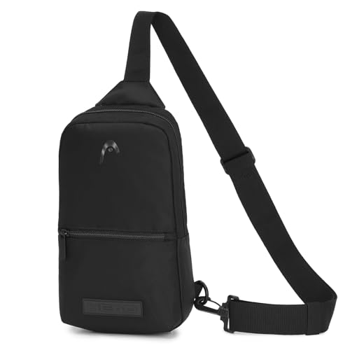 HEAD Waterproof Cross-body Sling Backpack for Men, Lightweight Sports Chest Bag Daypack for Running/Cycling/Hiking, Anti-theft Crossbody Bag Shoulder Backpack for Travel/Workout, Black