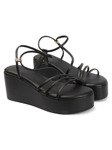 Image of TRYME Women Multi Strap Comfort Open Toe Stylish Daily Wear Wedge Heel Sandals