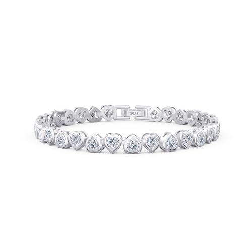Bracelet tennis en argent S925 et coeurs en diamant de laboratoire pour mariée