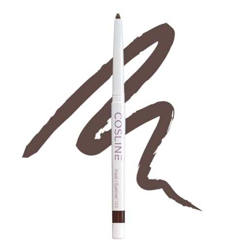 COSLINE Kajal Eyeliner Braun 102 Wasserfester Kajal Verschmiert nicht Dunkelbrauner Lidstrich Weiches Auftragen Starke Pigmentierung Vegan Made in Germany