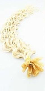 HOTstyle - 24" (60cm) Nail tip/U tip human hair pre bonded extensions curly - platinum blonde - 0.5g /strand