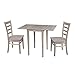 International Concepts Small Wood Dual Drop Leaf Table with Two Chairs Washed Gray Taupe