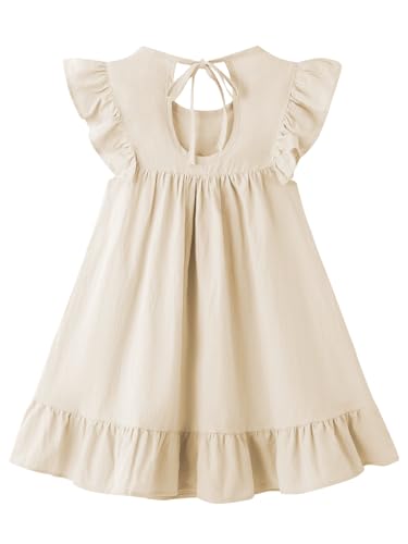 Toddler Girl Cotton Linen Ruffle Sleeveless Casual Dress Kids Summer Beach Sundress2