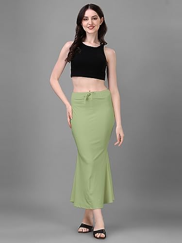 Image of Women's Saree Shapewear Petticoat, Cotton Blend Stretchable Mermaid Skirt, High Waist Tummy Control, Smooth Curve Fit with Adjustable Drawstring
