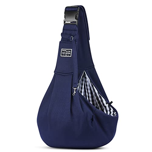 ALLSOPETS Sac de Transport pour Chien et Chat Réglable Sac à Bandoulière Mains Libres pour Petit Animal de Compagnie Portable Sacs pour Animaux de Compagnie pour Chat Petit Chien Bleu Cover