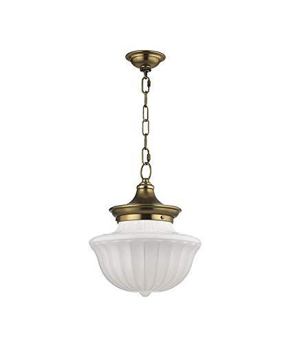 Hudson Valley Lighting 5012-AGB Dutchess - One Light Medium Pendant - 12 Inches Wide by 14.75 Inches High, Aged Brass Finish with White Glass
