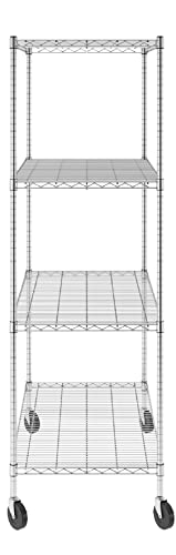 Saferacks Nsf Certified Storage Shelves, Heavy Duty Steel Wire Shelving Unit With Wheels And Adjustable Feet, Used As Pantry Shelf, Garage Or Bakers Rack Kitchen Shelving - (24"X48"X72" 4-Tier) #TOP2