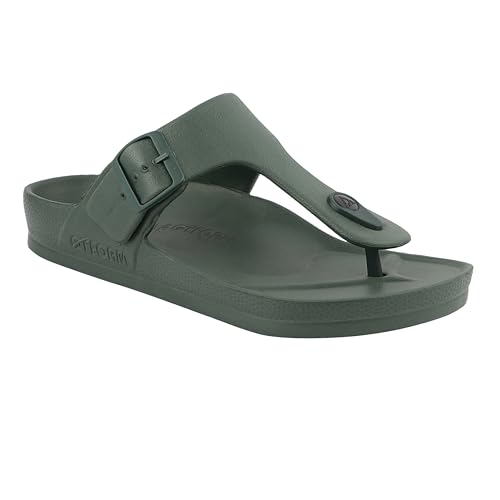 Image of Men's Lightweight Comfort Slides Single Buckle Slip-on Adjustable EVA Orthopedic Flat Slippers.