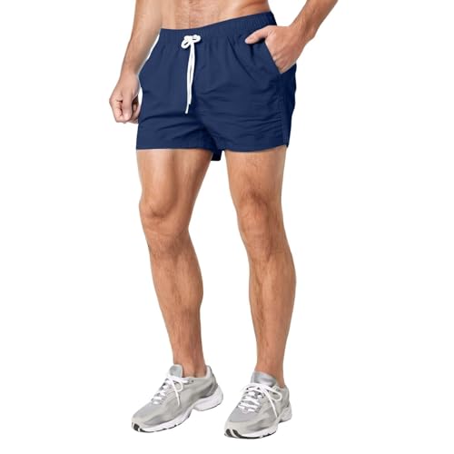 Generisch Pantalones cortos de deporte para hombre, 2 en 1, de secado rápido, con bolsillos de velcro y forro de malla de secado rápido, ropa activa para hombre, pantalones de correr para hombre,
