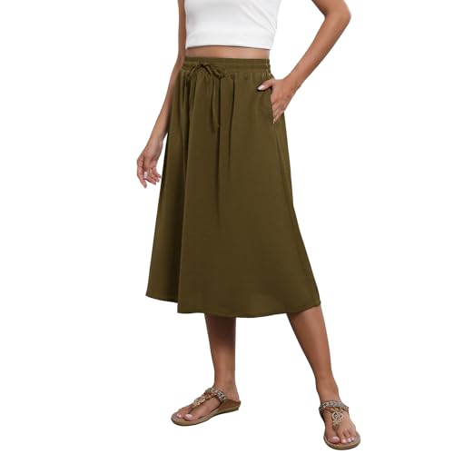 Image of Witsmile Flowy Skirt Elastic High Waist A-Line Skirt with Pockets Bohemia Cover-up for Women 2026 Trendy(S-2XL)